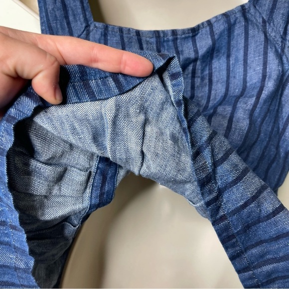 Nest Robe Blue stripe Japanese fabric button front top sz M - Picture 10 of 11